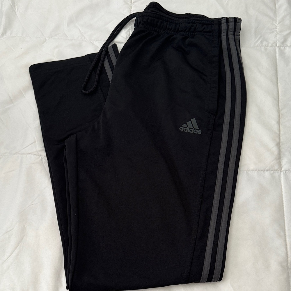 Adidas Black Joggers with Gray Stripes